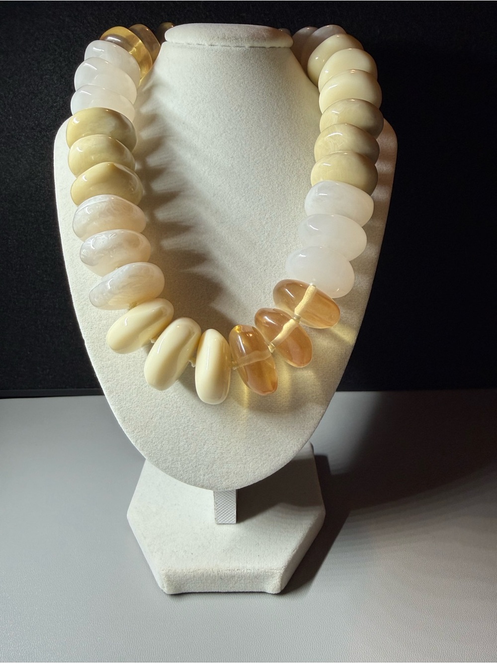 Cream Ivory Amber Chunky Beaded Statement Necklace ๐ฝ